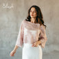 Blush bridal topper paired with a satin slip dress.