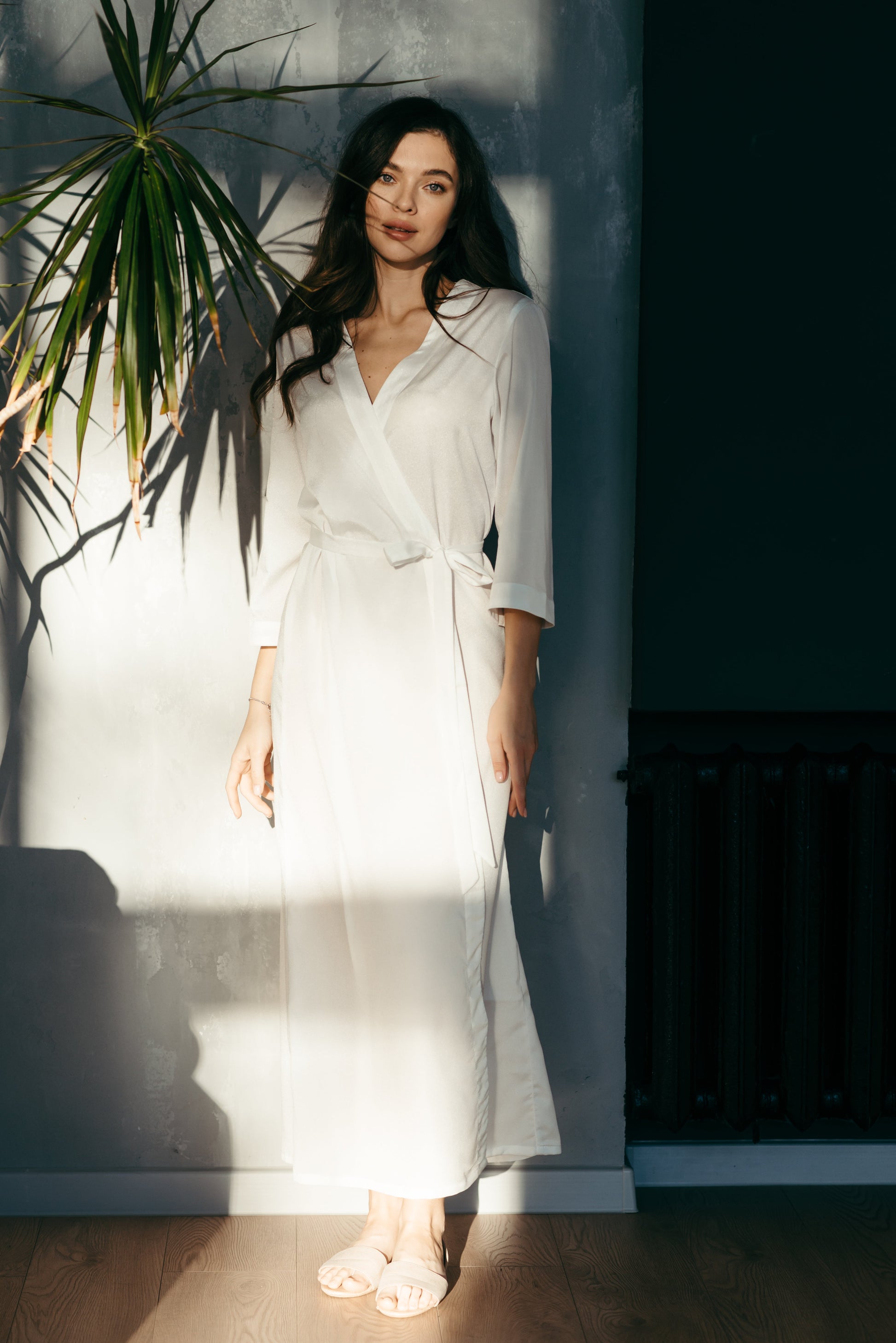 Long White Bridal Robe Ankle Length Sheer Dressing Gown Married in the Morning Long White Bridal Robe Ankle Length Sheer Dressing Gown Married in the Morning