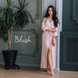 Pink satin bridal kimono robe styled as honeymoon nightwear, feminine and classic