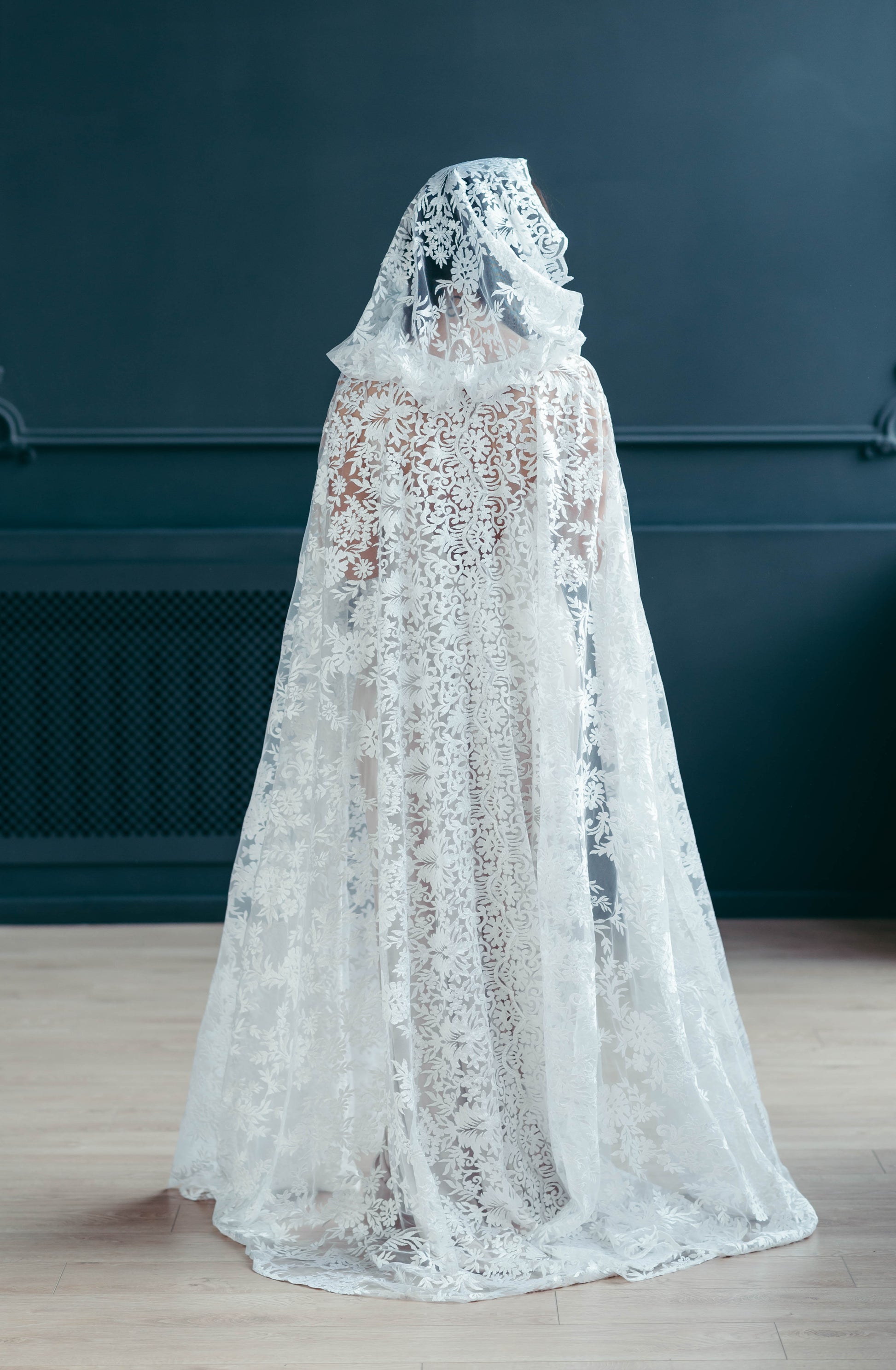 White Hooded Bridal Cape Long Lace Cloak Married in the Morning White Hooded Bridal Cape Long Lace Cloak Married in the Morning