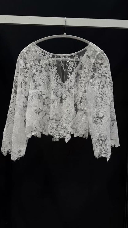 Diana Lace Wedding Top | White