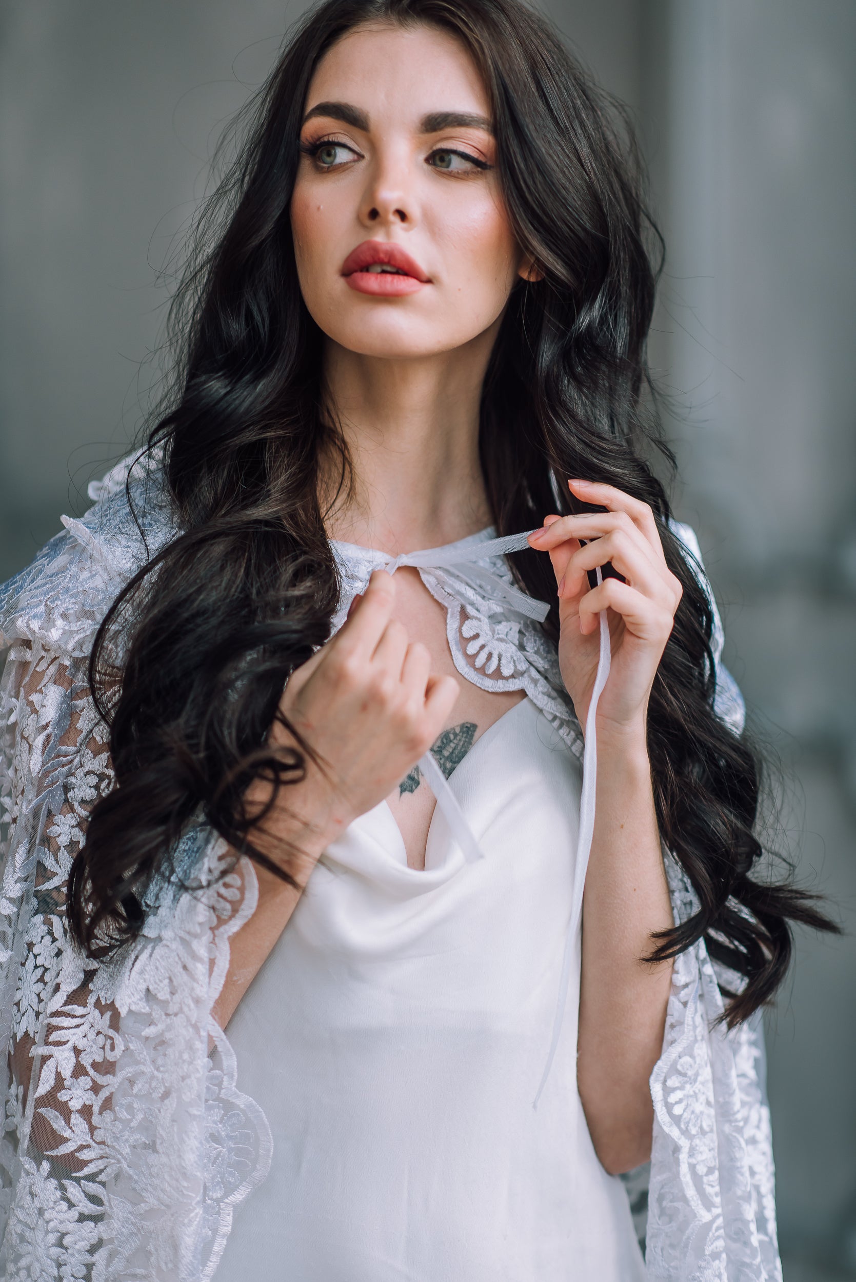 White Hooded Bridal Cape Long Lace Cloak Married in the Morning White Hooded Bridal Cape Long Lace Cloak Married in the Morning